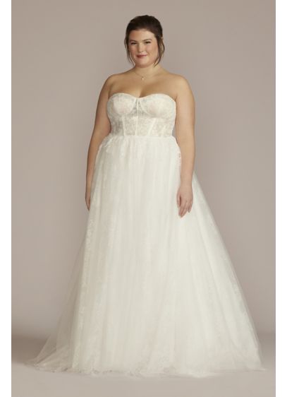 Floral Corset Bodice Plus Size Wedding Gown - This corset bodice is adorned with meticulously hand-placed